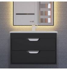 Тумба под раковину Uperwood Modul 65 подвесная, 2 ящика, матовая черная