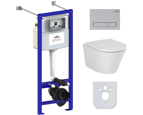 Комплект Lavinia Boho Унитаз подвесной Biore Compacto Rimless 3304101C + Крышка-сиденье Biore 33290420 с микролифтом + Инсталляция RelFix 38010020 + Кнопка RelFix 380501MC хром матовый