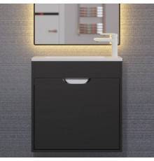 Тумба с раковиной Uperwood Modul 60 подвесная, 1 дверца, матовая черная