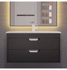 Тумба с раковиной Uperwood Modul 80 подвесная, 2 ящика, матовая черная