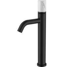 Смеситель для раковины Boheme Stick 122-B-MR-W черный, белый мрамор