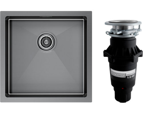 Комплект Мойка кухонная Paulmark Gerberg PM214444-GM вороненая сталь + Измельчитель Bone Crusher BC 810-SL Slim Line
