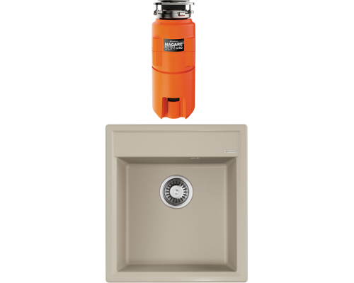 Комплект Мойка кухонная Omoikiri Daisen 46-SA бежевая + Измельчитель Nagare slim 1250