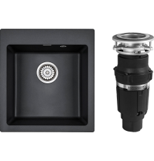 Комплект Мойка кухонная Paulmark Kante 45 PM104651-BL черная + Измельчитель Bone Crusher BC 610-AS