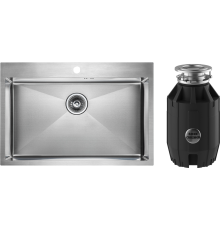 Комплект Мойка кухонная Paulmark Kroner PM217551-BS брашированная нержавеющая сталь + Измельчитель Bone Crusher BC 910-AS