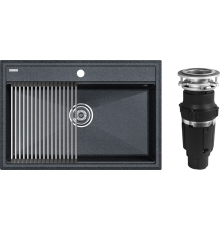 Комплект Мойка кухонная Paulmark Stepia + Step PM117551-DG+R375-BS графит + Измельчитель Bone Crusher BC 610-AS