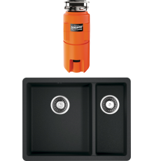 Комплект Мойка кухонная Omoikiri Kata 55-2-U-BL черная + Измельчитель Nagare slim 1250