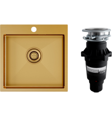 Комплект Мойка кухонная Paulmark Velten PM905151-BG золото + Измельчитель Bone Crusher BC 810-SL Slim Line