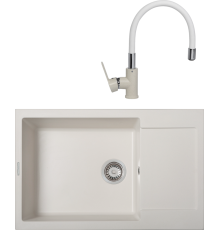 Комплект Мойка кухонная Zigmund   Shtain Rechteck 780.490 индийская ваниль + Смеситель ZS 2400W индийская ваниль