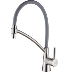 Смеситель для кухни Ledeme L4399A-9 с гибким изливом, сатин, серый
