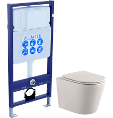 Комплект Унитаз подвесной AQUATEK Вега AQ1905-00 безободковый, с микролифтом + Инсталляция Standard INS-0000012
