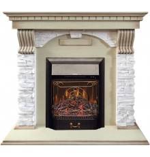 Комплект Электрокамин Royal Flame Majestic FX Black + Портал Dublin арочный сланец крем