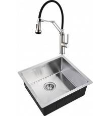 Комплект Мойка кухонная Zorg Inox R 4844 + Смеситель Domaci Равенна DCB 7012 сатин, с гибким изливом