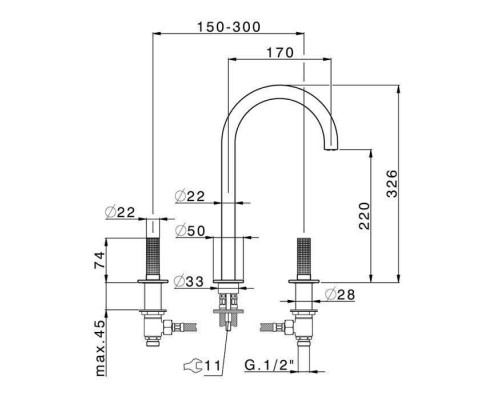 Cisal X32 Смеситель для раковины, 3 отв., цвет: Brushed Stainless Steel. X1001040D1 Cisal X32 Смеситель для раковины, 3 отв., цвет: Brushed Stainless Steel. X1001040D1