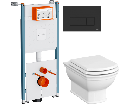 Комплект Унитаз подвесной VitrA Valarte 7805B003-0075 + Крышка 124-003-009 с микролифтом + Инсталляция V-Fix Core 732-5800-01PV + Кнопка Root Square 740-2311 черная матовая Комплект Унитаз подвесной VitrA Valarte 7805B003-0075 + Крышка 124-003-009 с микролифтом + Инсталляция V-Fix Core 732-5800-01PV + Кнопка Root Square 740-2311 черная матовая