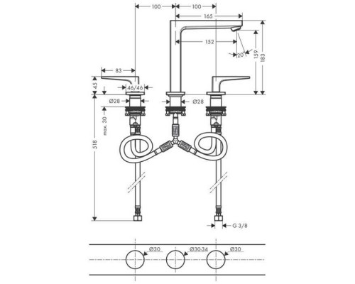 Hansgrohe Metropol Смеситель для раковины, .на 3 отв, h:18,3см, излив: 16см, цвет: хром. 32515000 Hansgrohe Metropol Смеситель для раковины, .на 3 отв, h:18,3см, излив: 16см, цвет: хром. 32515000