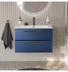 Тумба с раковиной Cezares Eco Cer-N 80, sapfiro, раковина Eco 80, ручки матовые черные