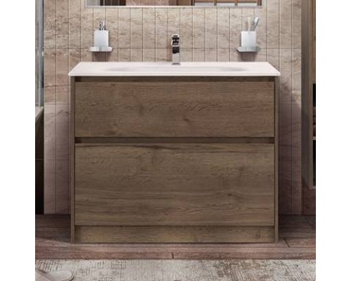 Тумба с раковиной BelBagno Kraft 100 напольная, rovere tabacco, раковина BB1010/465-LV-VTR-BO