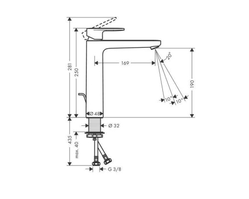Hansgrohe Vernis Blend Смеситель для раковины, излив 190 мм, с донным клапаном, цвет: хром . 71552000 Hansgrohe Vernis Blend Смеситель для раковины, излив 190 мм, с донным клапаном, цвет: хром . 71552000