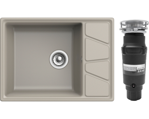 Комплект Мойка GranFest Vertex GF-V-680L топаз + Измельчитель Bone Crusher BC 910-SL-Slim Line