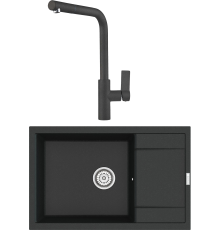 Комплект Мойка кухонная Point Велета 78 черная + Смеситель PN3102 черный