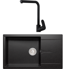 Комплект Мойка кухонная Polygran Gals 862 черная + Смеситель AM.PM Like F8005022 черный
