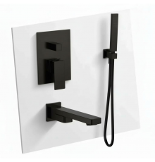 AQM8411MB Savona Набор для комплектации ванны с изливом и ручным душем, цвет черный матовый AQM8411MB