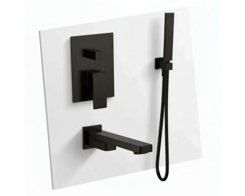 AQM8411MB Savona Набор для комплектации ванны с изливом и ручным душем, цвет черный матовый AQM8411MB