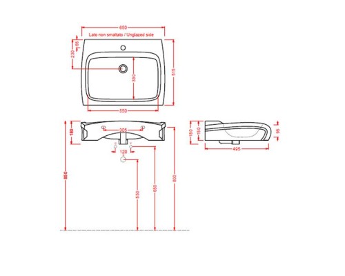 Artceram/Hidra HI-LINE Раковина 60х50 см, 1 отв., подвесная/накладная, цвет: белый. HIL002 01 00bi*1 Artceram/Hidra HI-LINE Раковина 60х50 см, 1 отв., подвесная/накладная, цвет: белый. HIL002 01 00bi*1