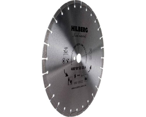 Диск алмазный Hilberg 400*32/25,4 Hard Materials Лазер HM109/32 Диск алмазный Hilberg 400*32/25,4 Hard Materials Лазер HM109/32