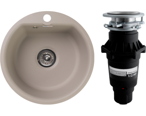 Комплект Мойка GranFest Smart SM 435 песочный + Измельчитель Bone Crusher BC 810-SL Slim Line