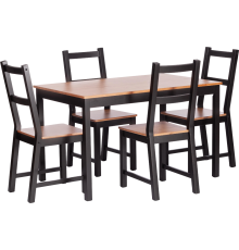 Обеденная группа TetChair Дельфийская Соната стол + 4 стула, антик, черный