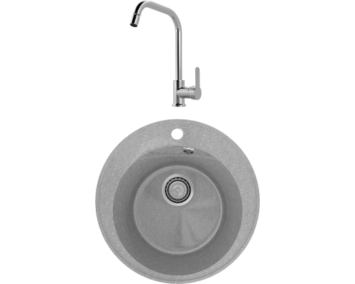 Комплект Мойка кухонная Practik PR-M 475-003 светло-серая + Смеситель MEGA City MG- ZRV104 хром