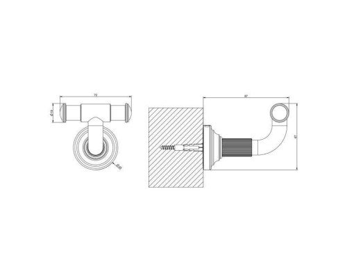 Gessi Venti20 Крючок двойной, цвет черный матовый. 65521#299 Gessi Venti20 Крючок двойной, цвет черный матовый. 65521#299