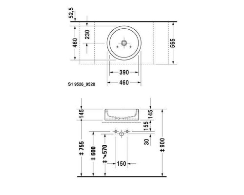 Duravit Starck 1 Раковина 46 см, без отв., цвет: белый. 0445460000
