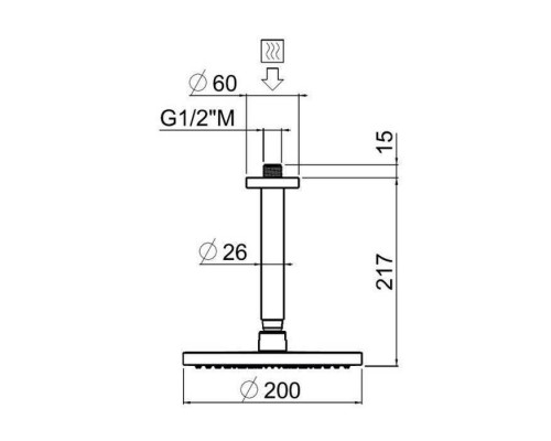 Carimali Stick Верхний душ 20см., потолочный, цвет: хром