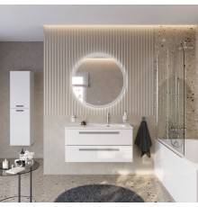 Мебель для ванной комнаты Cezares Eco Cer-N 100 R, bianco lucido, раковина Duet 100 R, ручки серые