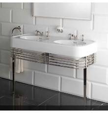 DevonDevon Wide Blues Консоль 124.5х56.5см, с двойной раковиной на 3 отв, напольная, цвет: хром/белая. DEWIDEBLUESCR,  DEWDBLUES3FBI