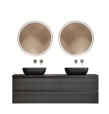 Мебель для ванной комнаты Sancos Folk 160, grey soft, столешница черный мрамор TT160A1, раковина CN6009MB
