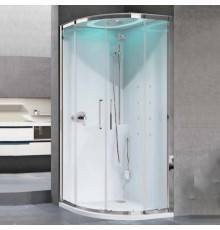 Novellini EON R Душевая кабина 90х90х221см., смеситель термостатический, гидромассаж, верхний душ, подсветка, цвет: белые глянцевые/хром/стекло прозрачное. EONR99T1F-1AK