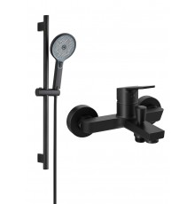 Смеситель для ванны с душем STWORKI Кронборг S28100BK + Душевой гарнитур Гётеборг S03190BK, матовый черный