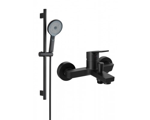 Смеситель для ванны с душем STWORKI Кронборг S28100BK + Душевой гарнитур Гётеборг S03190BK, матовый черный