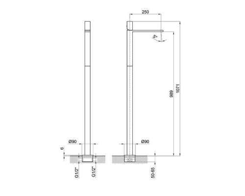 Fantini Milano Смеситель для раковины, напольный, излив: 250 мм, цвет: Matt Gun Metal PVD. 31 P5 3036B Fantini Milano Смеситель для раковины, напольный, излив: 250 мм, цвет: Matt Gun Metal PVD. 31 P5 3036B