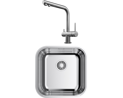 Комплект Мойка кухонная Omoikiri Omi 44-U/IF-IN Quadro нержавеющая сталь + Смеситель Nagano BN нержавеющая сталь