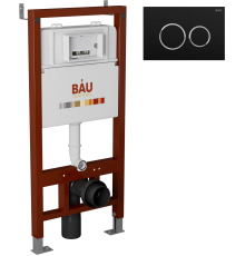 Система инсталляции для унитазов Bauedge Pro + Кнопка смыва Bauedge Dream черная матовая