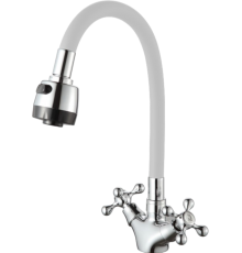 Смеситель для кухни D-lin D153810-3T с гибким изливом, белый