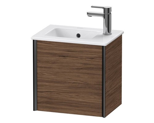 Duravit XViu Тумба подвесная 41x29x40см, с раковиной, 1 дверь, (петли слева), цвет: walnut dark/черный матовый. 0723430000,  XV4024LB221