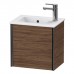 Duravit XViu Тумба подвесная 41x29x40см, с раковиной, 1 дверь, (петли слева), цвет: walnut dark/черный матовый. 0723430000,  XV4024LB221