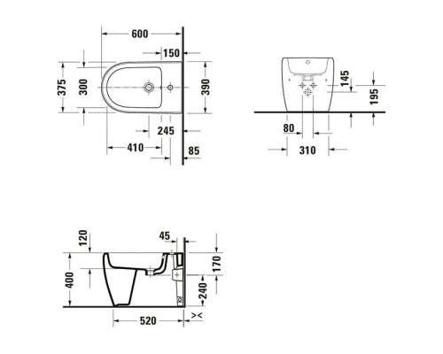 Duravit Qatego Биде напольное 39х60х40см., 1 отв., Weiszlig; Hochglanz, цвет: белый. 2263100000 Duravit Qatego Биде напольное 39х60х40см., 1 отв., Weiszlig; Hochglanz, цвет: белый. 2263100000