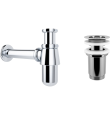 Сифон для раковины Wellsee Drainage System 182103004 с выпуском с переливом, хром